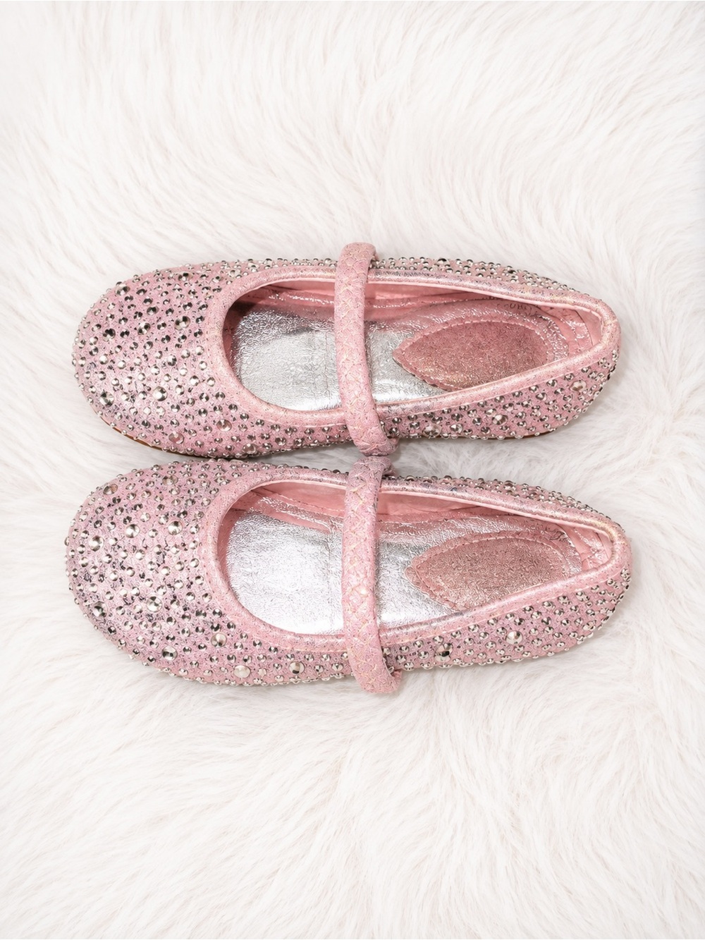 Dream Pairs Girls Size 4 Pink Rhinestone Ballet Flats Mary Jane Sparkle - Picture 2 of 3